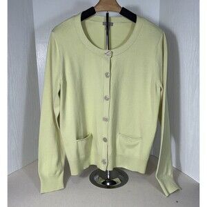 J. JILL Cardigan Sweater Stretch Cotton Long Sleeve Pockets Green Women's Large